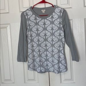 JCREW 3/4 sleeve blouse with lace detail